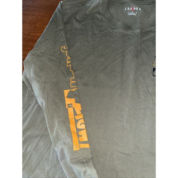 Air Jordan Flight Team T-Shirt Mens XL Green Long Sleeve Jumpman Cotton - Picture 3 of 6